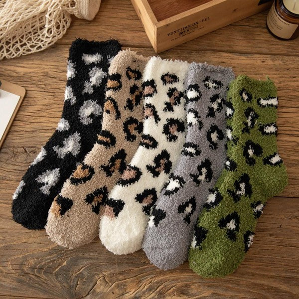 Plush Fuzzy Leopard Socks