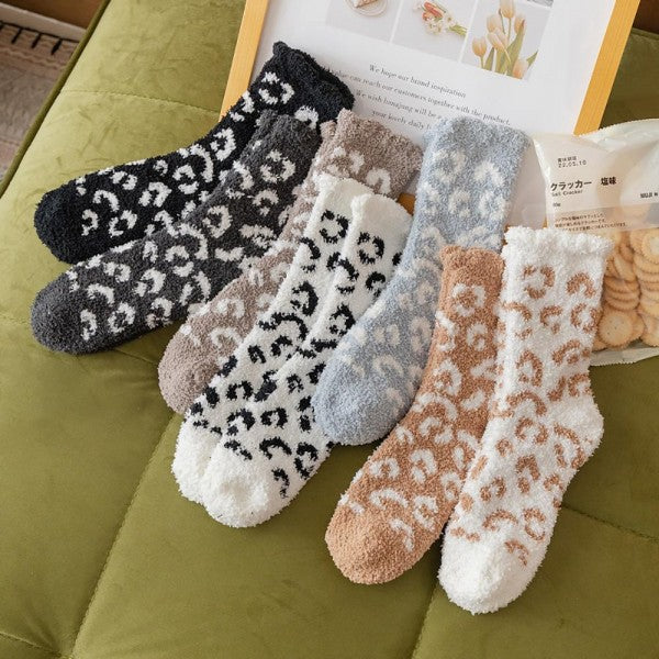 Plush Fuzzy Cheetah Socks