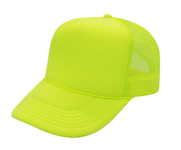 Solid Neon 5 Panel Mesh Trucker Hat