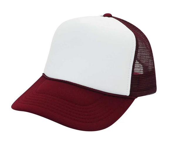 White Front 5 Panel Mesh Trucker Hat