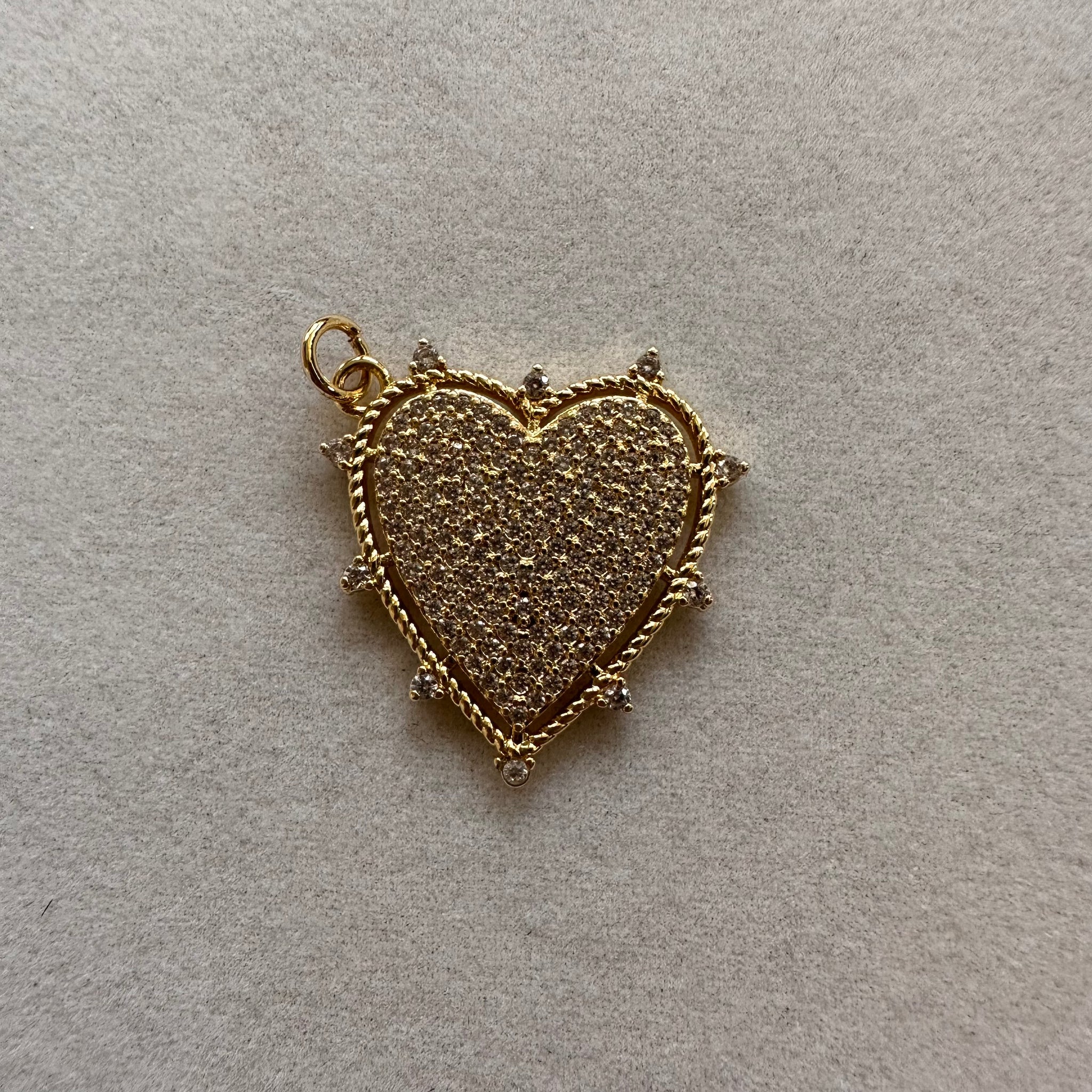 Pave CZ Stone Spiked Heart Pendant