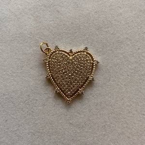 Pave CZ Stone Spiked Heart Pendant