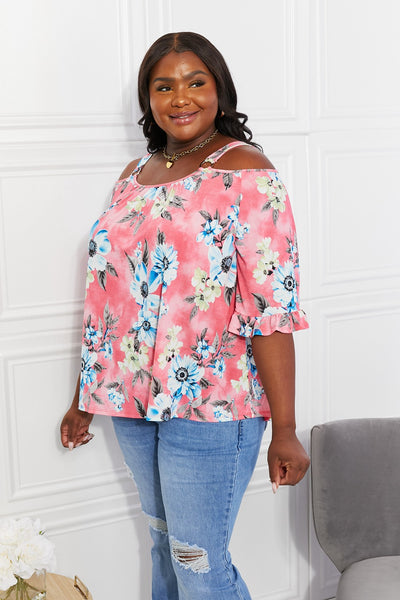 Fresh Take  Floral Cold-Shoulder Top