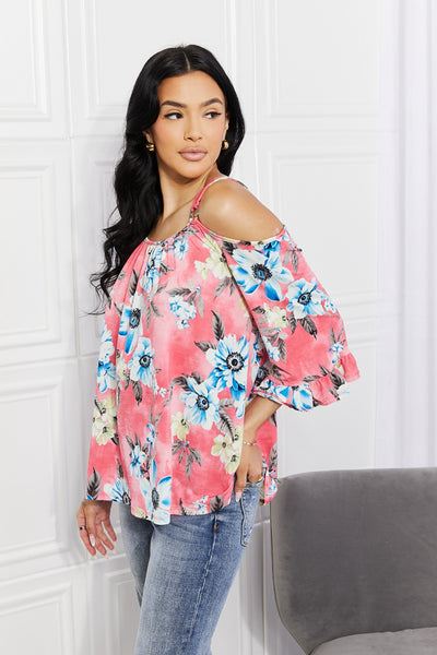 Fresh Take  Floral Cold-Shoulder Top