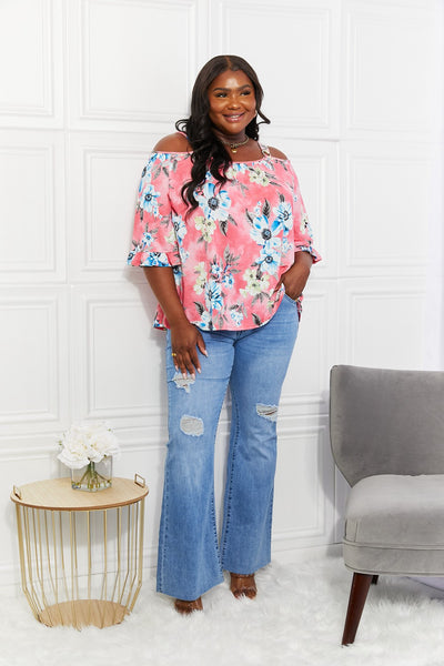 Fresh Take  Floral Cold-Shoulder Top