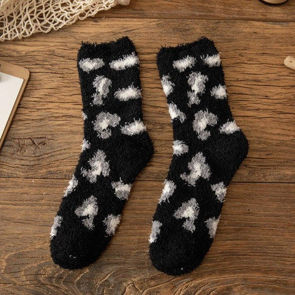 Plush Fuzzy Leopard Socks