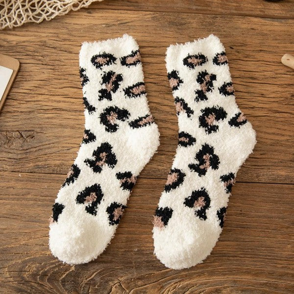 Plush Fuzzy Leopard Socks