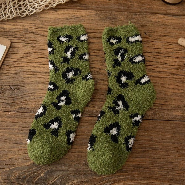 Plush Fuzzy Leopard Socks