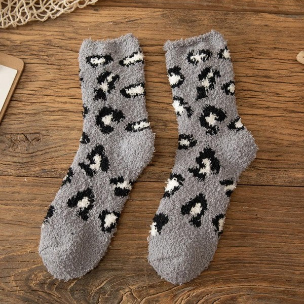 Plush Fuzzy Leopard Socks