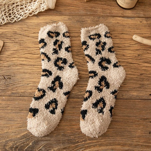 Plush Fuzzy Leopard Socks