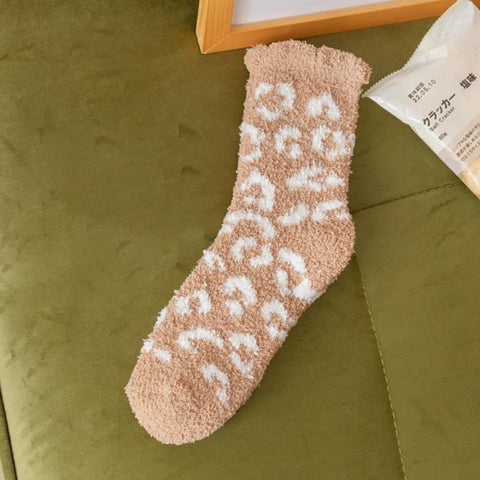 Plush Fuzzy Cheetah Socks