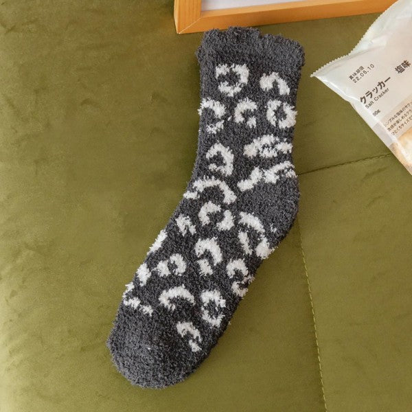 Plush Fuzzy Cheetah Socks