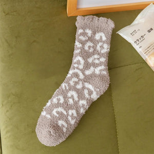 Plush Fuzzy Cheetah Socks