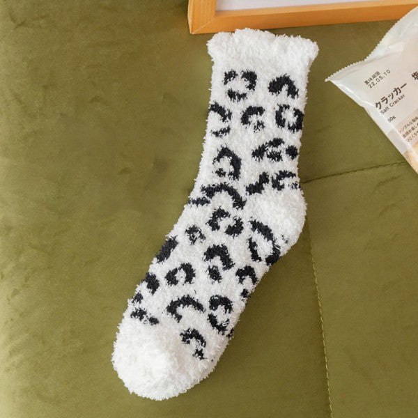 Plush Fuzzy Cheetah Socks