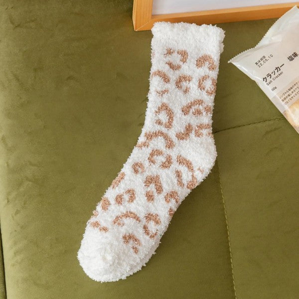 Plush Fuzzy Cheetah Socks