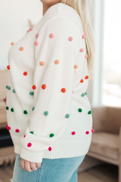 Candy Buttons Pom Detail Sweater