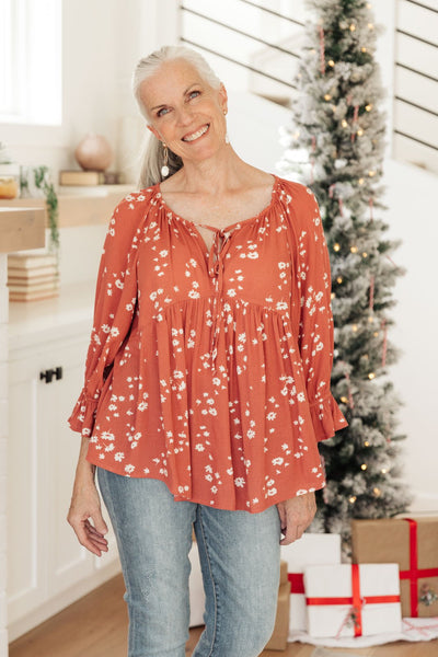 Daisy Flow Blouse In Rust