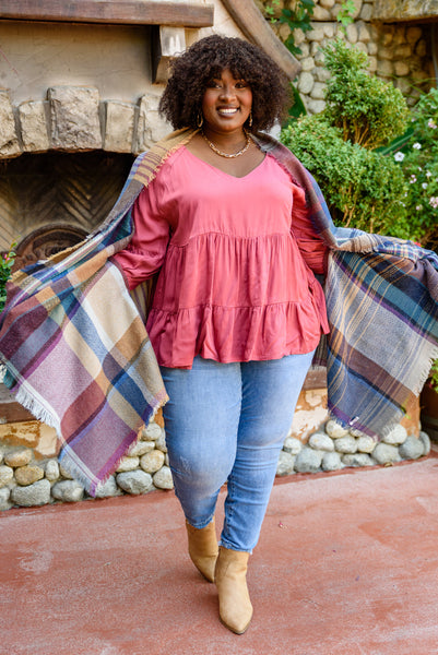 Fab In Plaid Kimono With Pockets