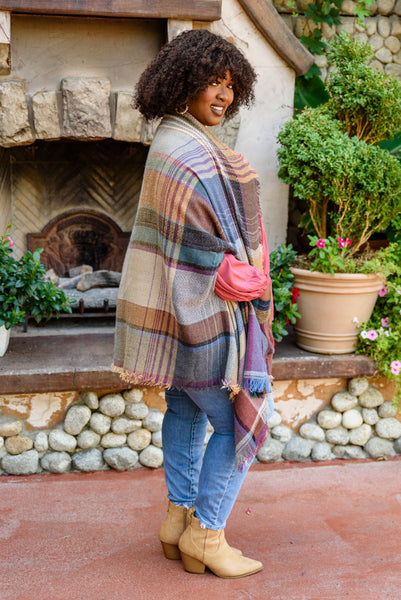 Fab In Plaid Kimono With Pockets