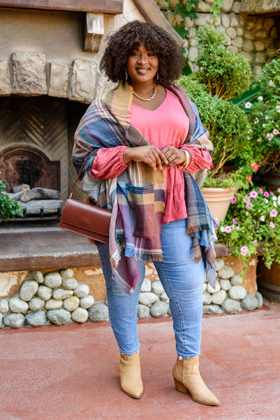 Fab In Plaid Kimono With Pockets