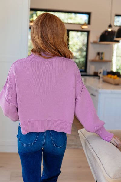 Mags Side Slit Cropped Sweater in Mauve