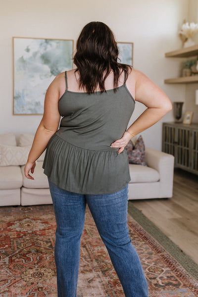 Never Not Loving V-Neck Cami in Gray Green