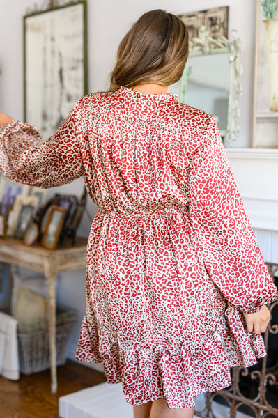 Rayven Animal Print Dress in Burgundy