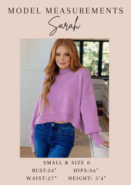 Mags Side Slit Cropped Sweater in Mauve