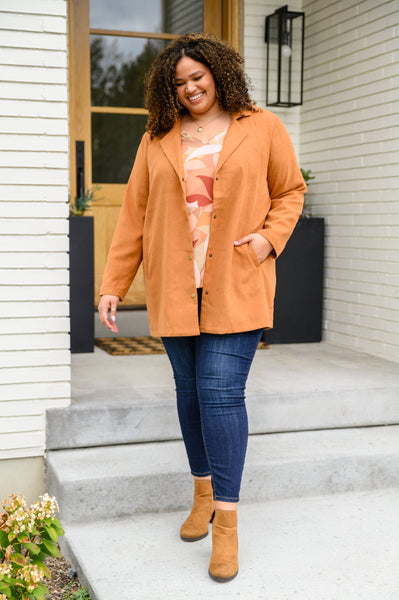 She's On Point Collared Coat In Rust