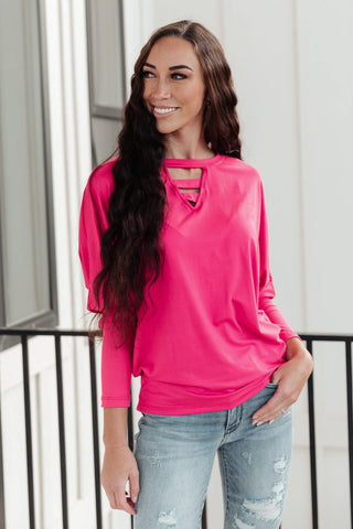 Lovely Ladder V Neck Top in Pink