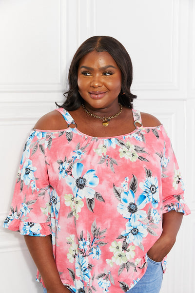 Fresh Take  Floral Cold-Shoulder Top